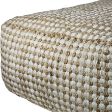 Load image into Gallery viewer, Natural Hemp Dotted Rectangle Pouf