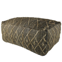 Load image into Gallery viewer, Black Hemp Textured Rectangle Pouf