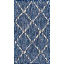 Load image into Gallery viewer, 8&#39; Round Blue And Gray Round Indoor Outdoor Area Rug
