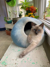 Load image into Gallery viewer, Sky Blue and White Cat Cave Bed