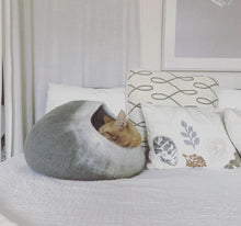 Load image into Gallery viewer, Grey and White Cat Cave Bed