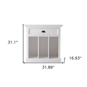 31" Distressed White Wood Nightstand with Dividers