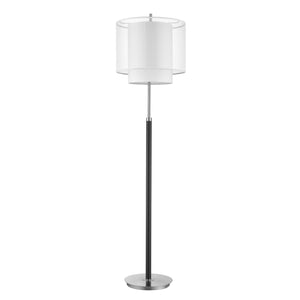 62" Chrome Traditional Shaped Floor Lamp With White Drum Shade