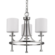 Load image into Gallery viewer, Kara 3-Light Polished Nickel Chandelier With Fabric Shades And Crystal Bobeches