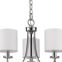 Load image into Gallery viewer, Kara 3-Light Polished Nickel Chandelier With Fabric Shades And Crystal Bobeches