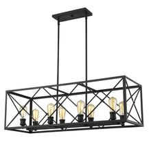 Load image into Gallery viewer, Brooklyn 8-Light Matte Black Island Pendant With Metal Framework Shade