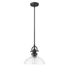 Load image into Gallery viewer, Matte Black Hanging Light with Glass Dome Shade