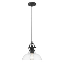 Load image into Gallery viewer, Matte Black Hanging Light with Glass Dome Shade