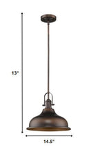 Load image into Gallery viewer, Antique Bronze Hanging Light with Dome Shade