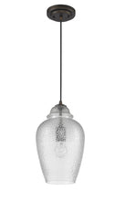 Load image into Gallery viewer, Antique Bronze Hanging Light with Textured Glass Shade