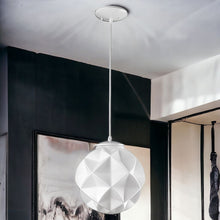 Load image into Gallery viewer, Nova 1-Light White Mini Pendant With Geometric Globe Shade