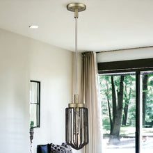 Load image into Gallery viewer, Gold and Black Metal Cage Pendant Hanging Light