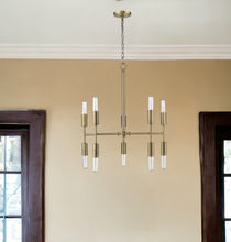 Load image into Gallery viewer, Perret 10-Light Aged Brass Chandelier