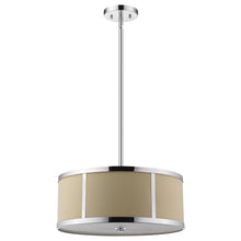 Load image into Gallery viewer, Butler 3-Light Polished Chrome Pendant With Coarse Cream Linen Shade And Opal Acrylic Diffuser