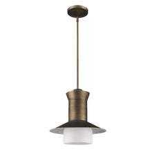 Load image into Gallery viewer, Greta 1-Light Raw Brass Pendant With Gloss White Interior And Etched Glass Shade