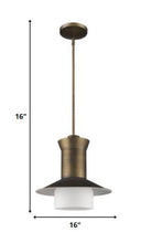Load image into Gallery viewer, Greta 1-Light Raw Brass Pendant With Gloss White Interior And Etched Glass Shade
