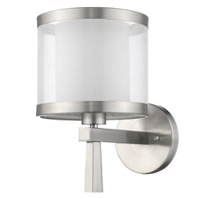 Load image into Gallery viewer, White and Silver Wall Light with Fabric Shade