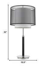 Load image into Gallery viewer, 32&quot; Silver Metal Column Table Lamp With Black And White Drum Shade