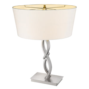 25" Silver Metal Table Lamp With White Empire Shade