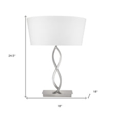 Load image into Gallery viewer, 25&quot; Silver Metal Table Lamp With White Empire Shade