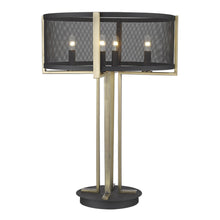 Load image into Gallery viewer, 25&quot; Black Metal Four Light Column Table Lamp With Black Drum Shade