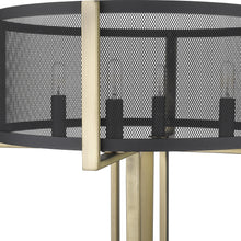 Load image into Gallery viewer, 25&quot; Black Metal Four Light Column Table Lamp With Black Drum Shade