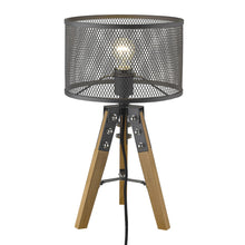 Load image into Gallery viewer, 20&quot; Brown Metal Column Table Lamp With Black Drum Shade