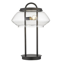 Load image into Gallery viewer, 24&quot; Black Metal Two Light Table Lamp With Clear Novelty Shade