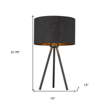 Load image into Gallery viewer, 22&quot; Black Metal Column Table Lamp With Black Drum Shade