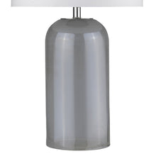 Load image into Gallery viewer, 30&quot; Gray Glass Column Table Lamp With White Drum Shade