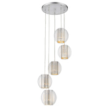 Load image into Gallery viewer, Five Light Acrylic and Steel Shade Hanging Globe Light