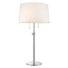 Load image into Gallery viewer, 31&quot; Silver Metal Two Light Adjustable Table Lamp With White Empire Shade