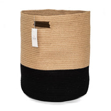 Load image into Gallery viewer, 19&quot; Black and Natural Jute Woven Rope Basket