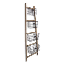 Load image into Gallery viewer, Wooden Ladder Storage Piece with 4 Baskets