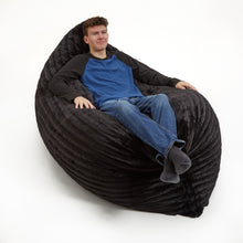 Load image into Gallery viewer, 73&quot; x 52&quot; Black Faux Fur Sofa Sack Bean Bag Lounger