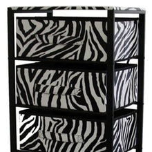 Load image into Gallery viewer, Zebra Black and White Rolling Six Drawer Tower Organizer