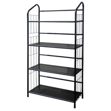 Load image into Gallery viewer, Black Four Shelf Metal Standing Book Shelf