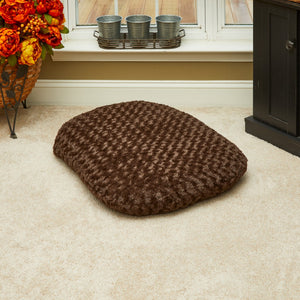 Brown 2" x 3" Lux Faux Fur Oval Pet Bed