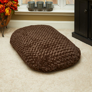 Brown 3" x 4" Lux Faux Fur Oval Pet Bed