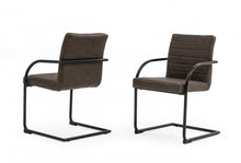 Load image into Gallery viewer, Set of Two Brown Faux Leather Industrial Dining Chairs