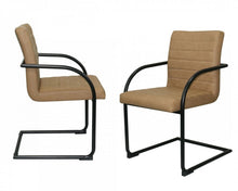 Load image into Gallery viewer, Set of Two Tan Faux Leather Industrial Dining Chairs