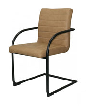 Load image into Gallery viewer, Set of Two Tan Faux Leather Industrial Dining Chairs