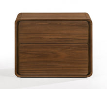 Load image into Gallery viewer, Modern Walnut Brown Nightstand with Two Drawers