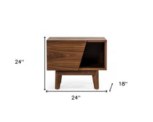 Load image into Gallery viewer, Mid Century Walnut Light Brown Nightstand with One Drawer and One Shelf
