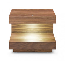 Load image into Gallery viewer, Contemporary LED Lit Walnut Nightstand with One Drawer
