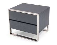 Load image into Gallery viewer, Modern Gray and Stainless Steel Nightstand With Two Drawers
