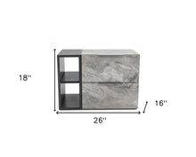 Load image into Gallery viewer, Contempo Gray Faux Marble and Gray Two Drawer Nightstand