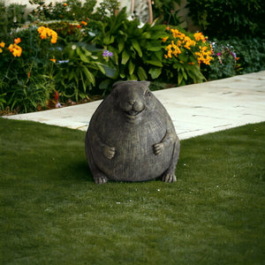 8" Antiqued Gray Chubby Rabbit Garden Statue
