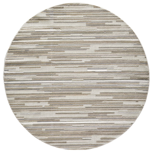 8' Round Gray Round Abstract Stain Resistant Indoor Outdoor Area Rug