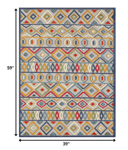 3’ x 5’ Multi Aztec Pattern Indoor Outdoor Area Rug